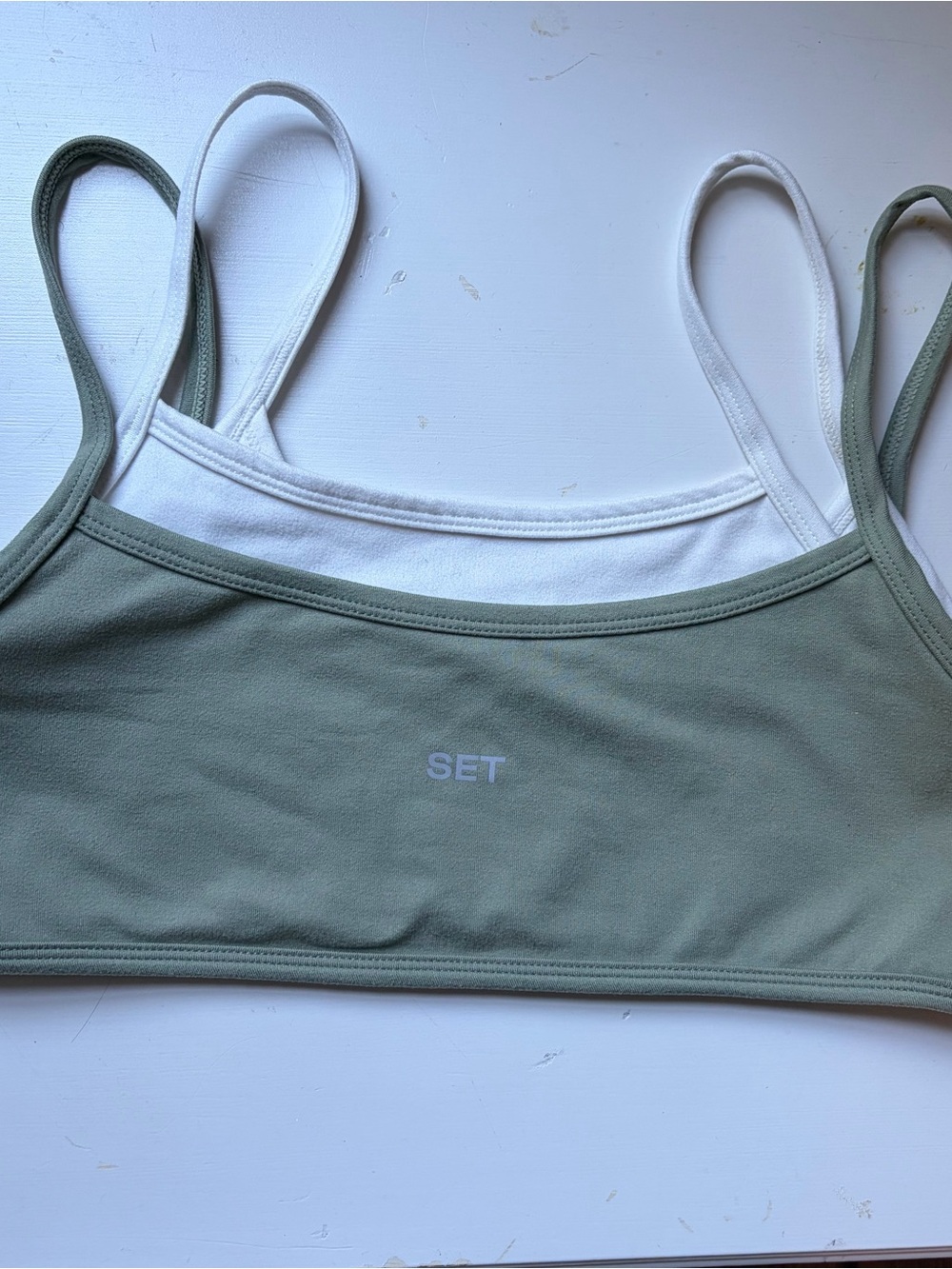 SET Active Green and White Formcloud Cloud Training Bra Size Small